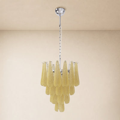 Veloria Textured Glass Tiered Round Chandelier 18"D