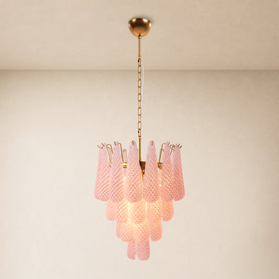 Veloria Textured Glass Tiered Round Chandelier 18"D