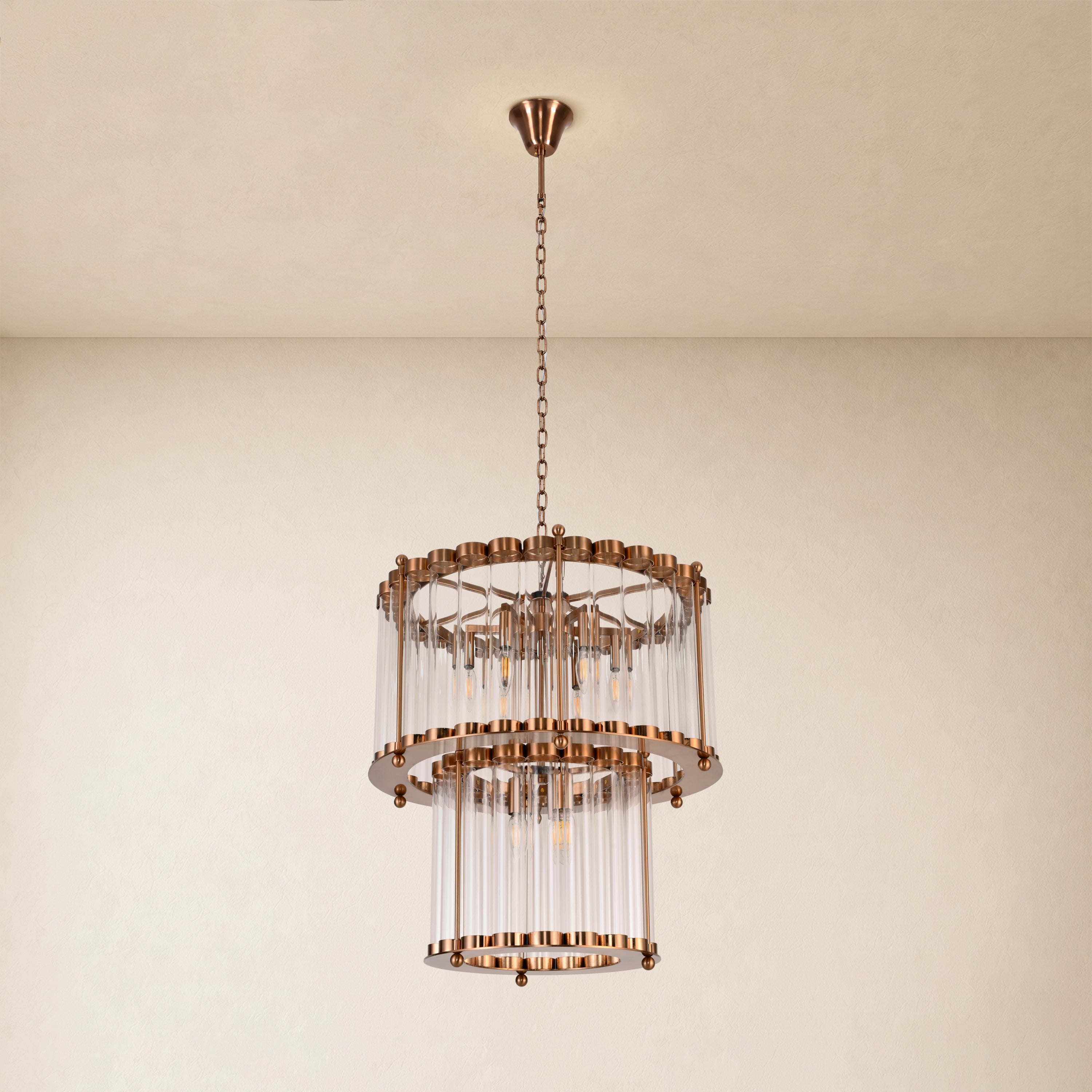 Rovella Glass Rod Tiered Round Chandelier 20.8"D