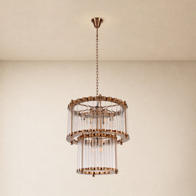 Rovella Glass Rod Tiered Round Chandelier 20.8"D