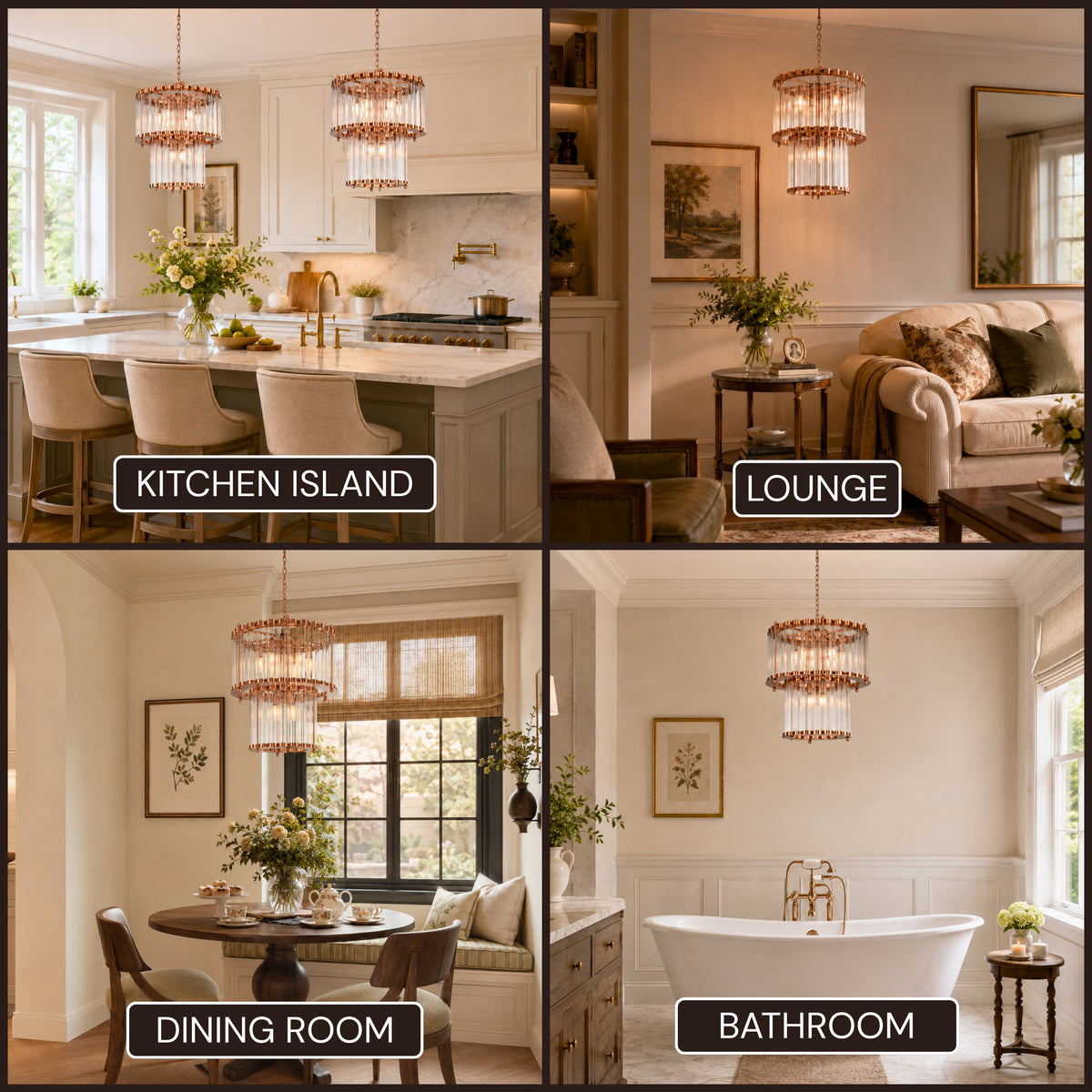 Rovella Glass Rod Tiered Round Chandelier 20.8"D