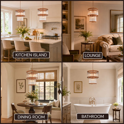 Rovella Glass Rod Tiered Round Chandelier 20.8"D