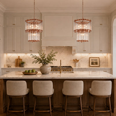 Rovella Glass Rod Tiered Round Chandelier 20.8"D