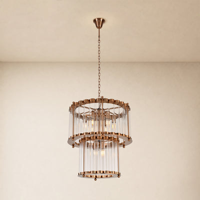 Rovella Glass Rod Tiered Round Chandelier 20.8"D