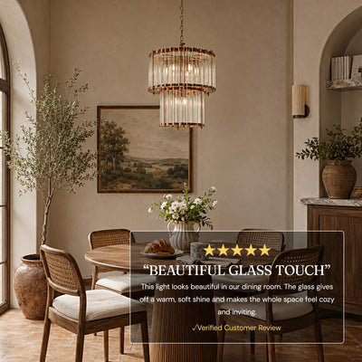 Rovella Glass Rod Tiered Round Chandelier 20.8"D