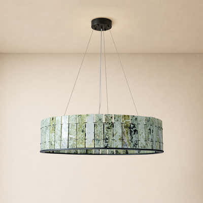 Pietra Verde Stone Drum Chandelier 23.6" 31.4"D