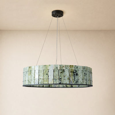 Pietra Emerald Green Marble Drum Chandelier 23.6" 31.4"D