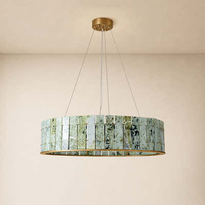 Pietra Verde Stone Drum Chandelier 23.6" 31.4"D