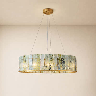 Pietra Verde Stone Drum Chandelier 23.6" 31.4"D