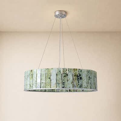 Pietra Verde Stone Drum Chandelier 23.6" 31.4"D