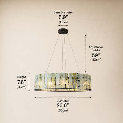 Pietra Verde Stone Drum Chandelier 23.6" 31.4"D
