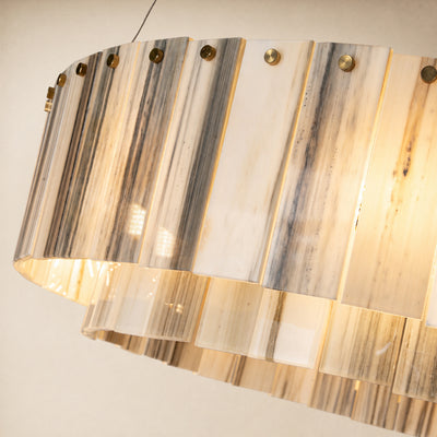 Pietra Striped Marble Round Drum Chandelier 23.6"D
