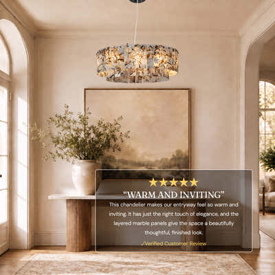 Pietra Quartzite Drum Chandelier 23.6"D