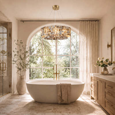 Pietra Quartzite Drum Chandelier 23.6"D