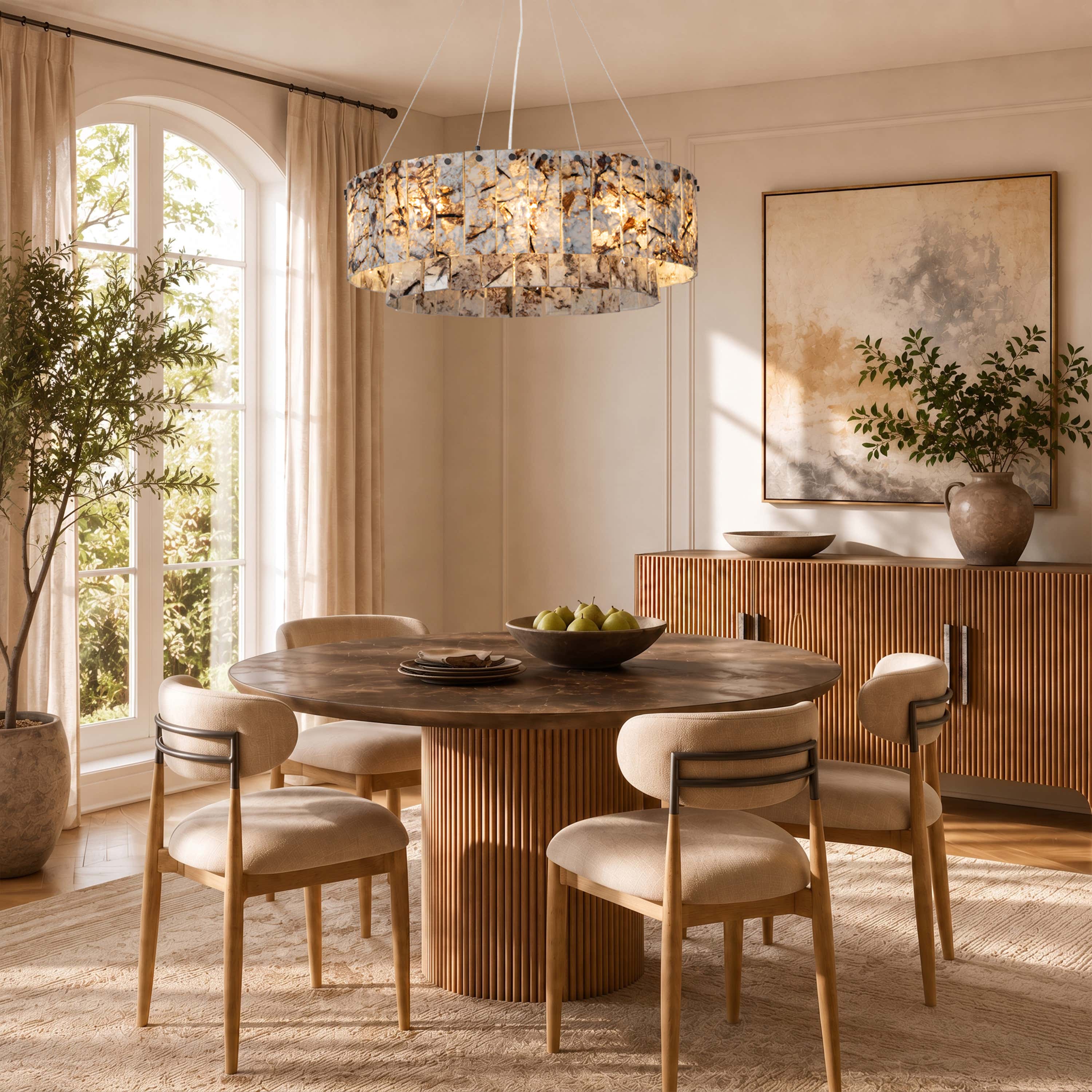 Pietra Quartzite Drum Chandelier 23.6"D