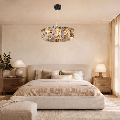 Pietra Snowland Marble Drum Chandelier 23.6"D