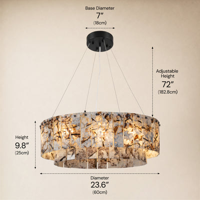 Pietra Snowland Marble Drum Chandelier 23.6"D