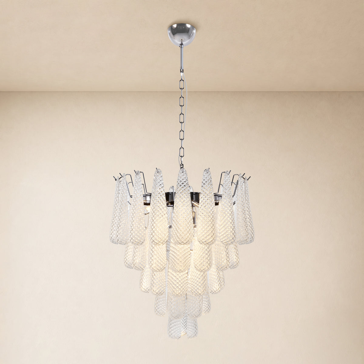 Veloria Textured Glass Tiered Round Chandelier 24"D