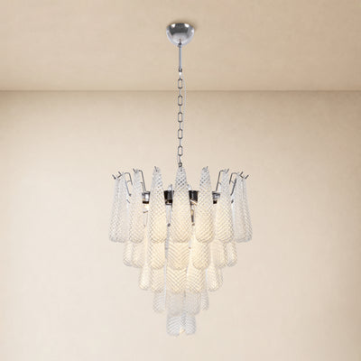Veloria Textured Glass Tiered Round Chandelier 24"D