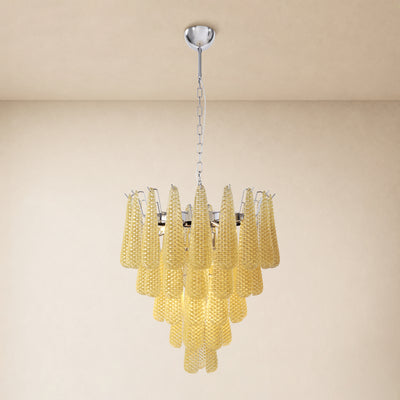 Veloria Textured Glass Tiered Round Chandelier 24"D