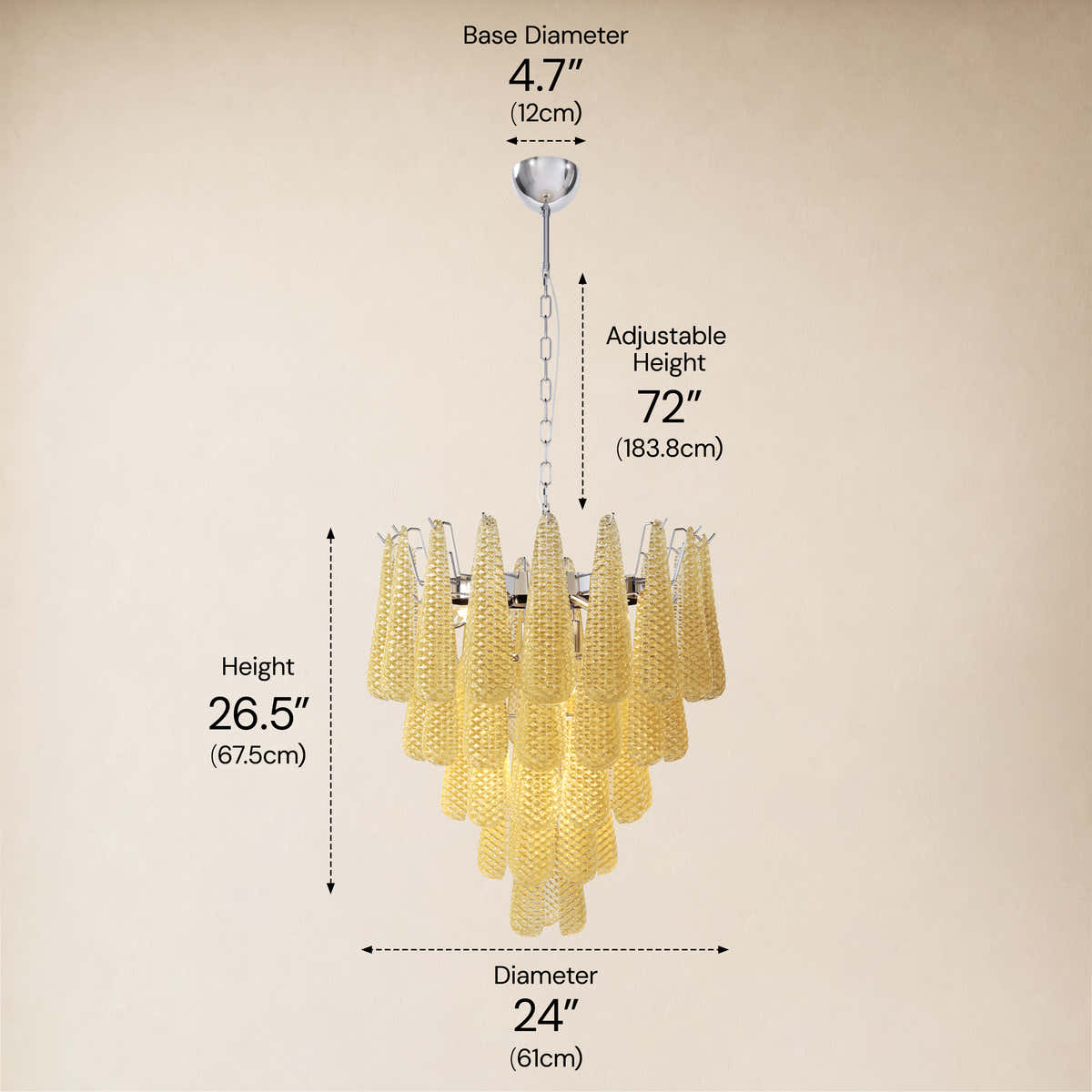 size-image #Finish_Silver,Glass_Yellow,Size_24" dimensions 6