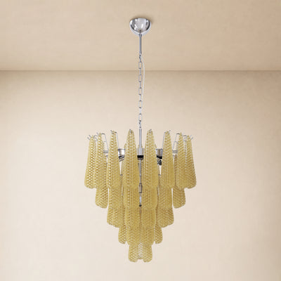 Veloria Textured Glass Tiered Round Chandelier 24"D