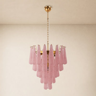 Veloria Textured Glass Tiered Round Chandelier 24"D