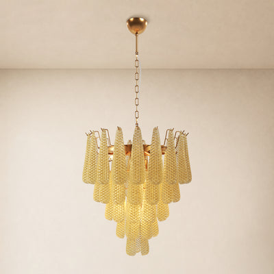 Veloria Textured Glass Tiered Round Chandelier 24"D