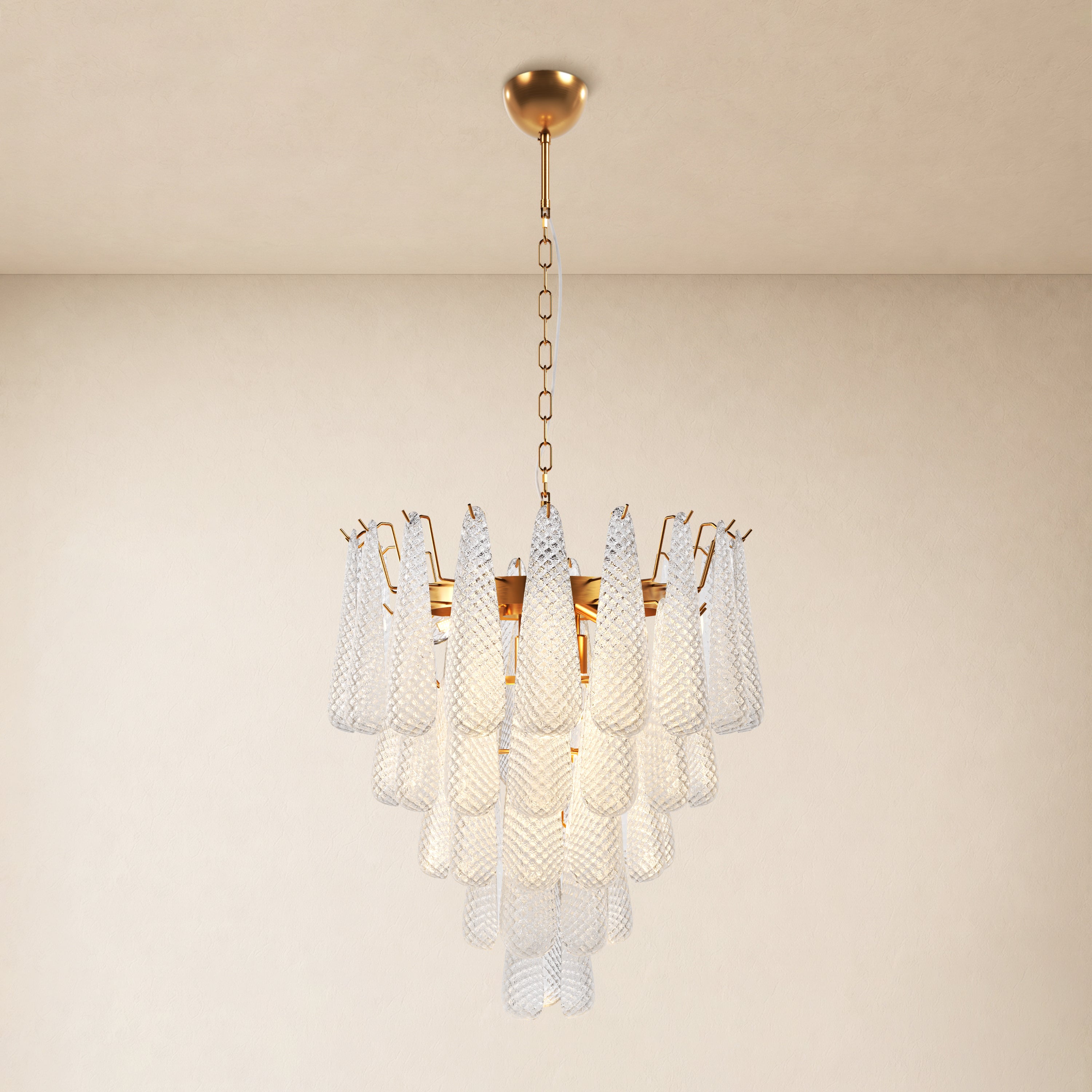 Veloria Textured Glass Tiered Round Chandelier 24"D