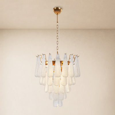 Veloria Textured Glass Tiered Round Chandelier 24"D