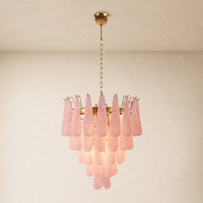 Veloria Textured Glass Tiered Round Chandelier 24"D