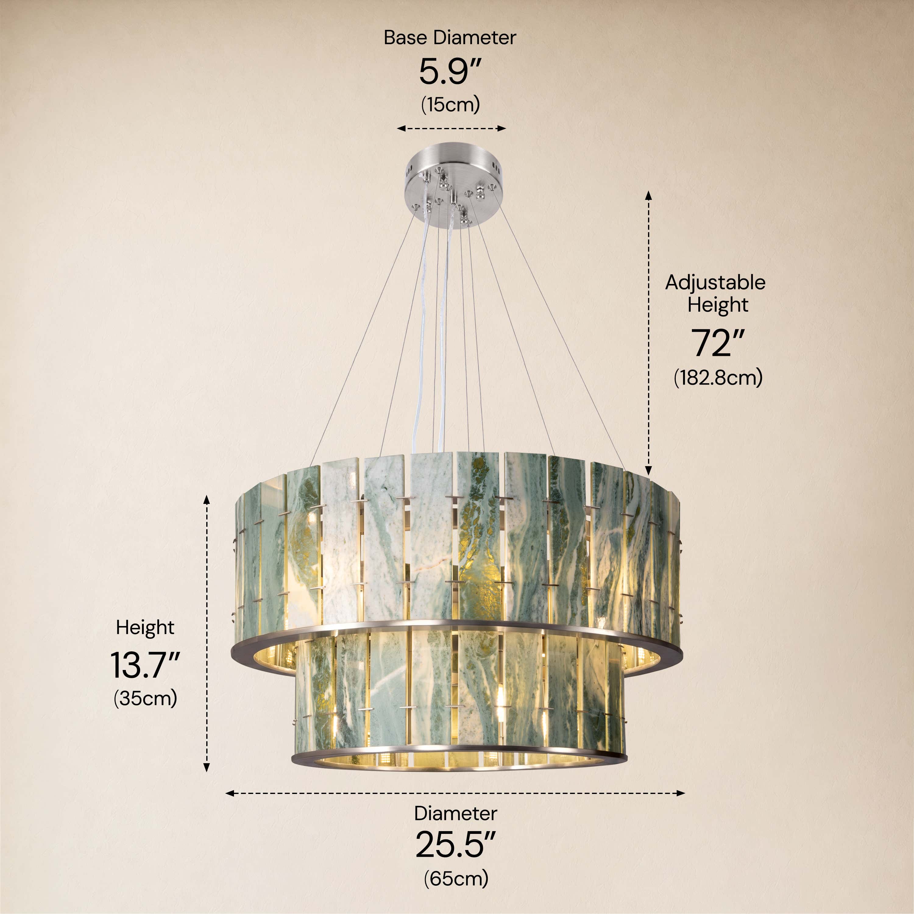 Pietra Verde Stone Two-Tier Round Chandelier 25.5"D
