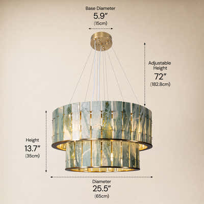 Pietra Verde Stone Two-Tier Round Chandelier 25.5"D