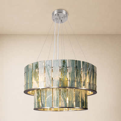 Pietra Verde Stone Two-Tier Round Chandelier 25.5"D