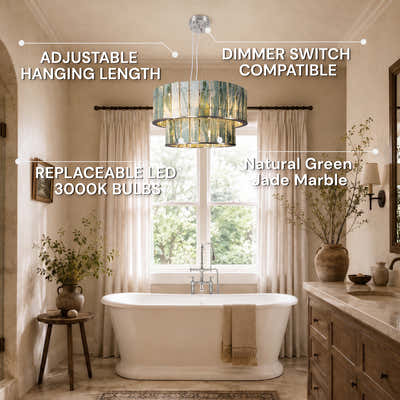 Pietra Verde Stone Two-Tier Round Chandelier 25.5"D