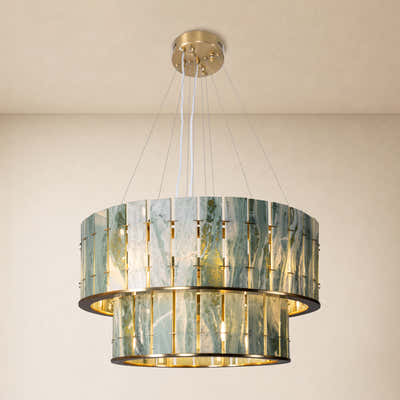Pietra Verde Stone Two-Tier Round Chandelier 25.5"D