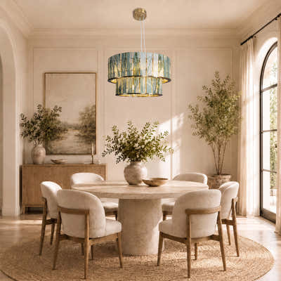 Pietra Verde Stone Two-Tier Round Chandelier 25.5"D
