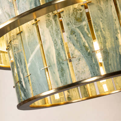 Pietra Verde Stone Two-Tier Round Chandelier 25.5"D
