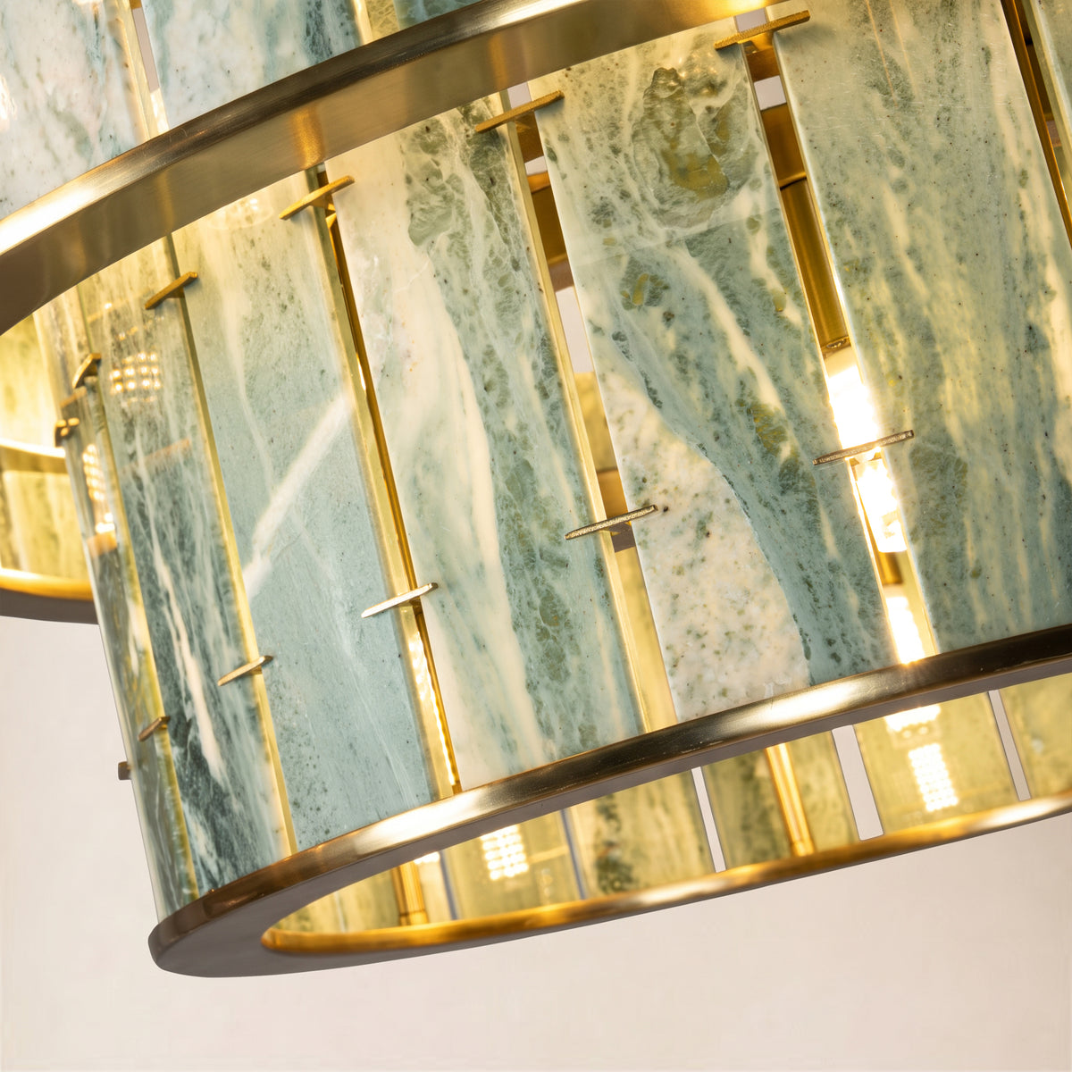 Pietra Victoria Green Marble Two-Tier Round Chandelier 25.5"D