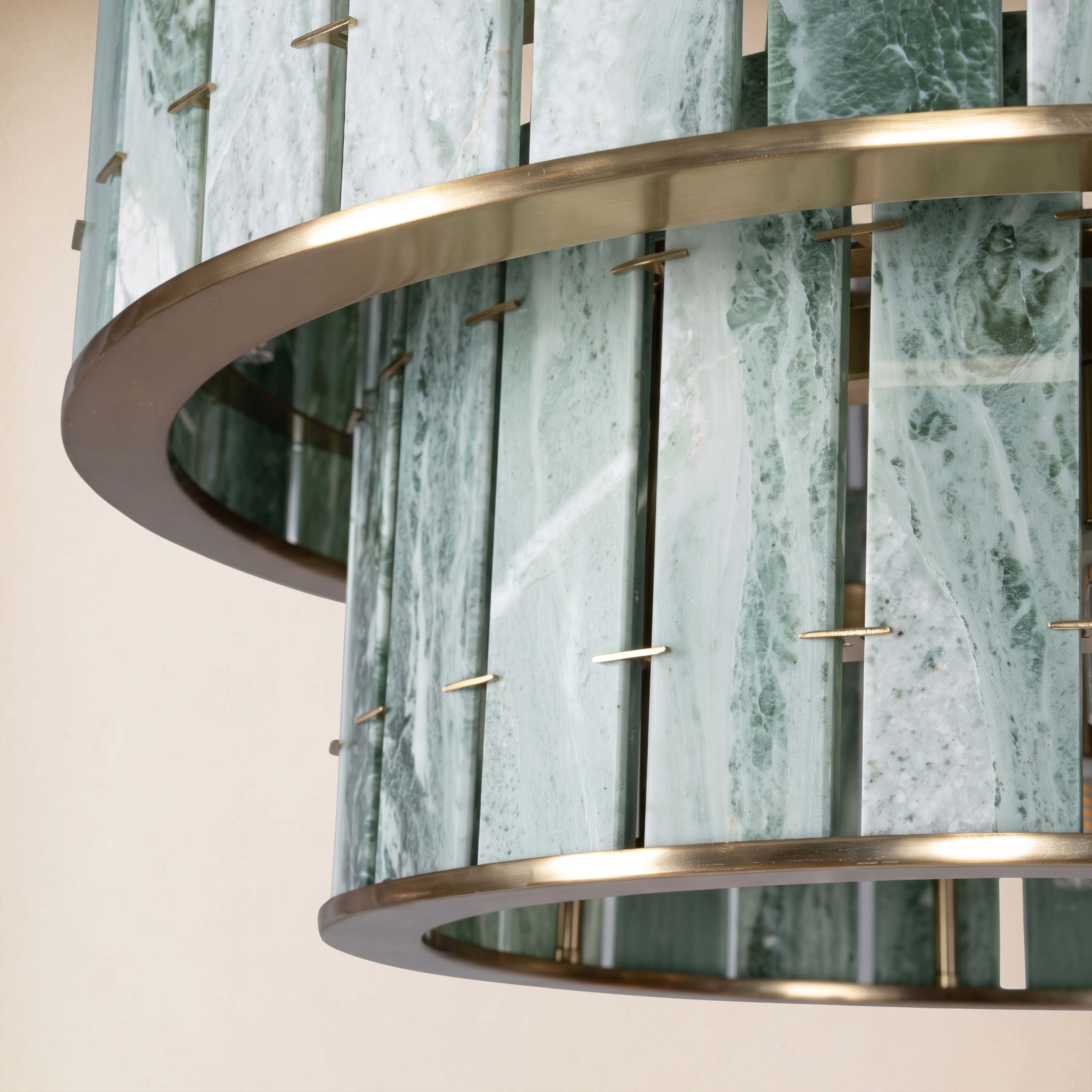 Pietra Verde Stone Two-Tier Round Chandelier 25.5"D