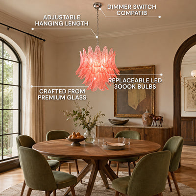 Nivelle Glass Leaf Round Chandelier 25.5"D