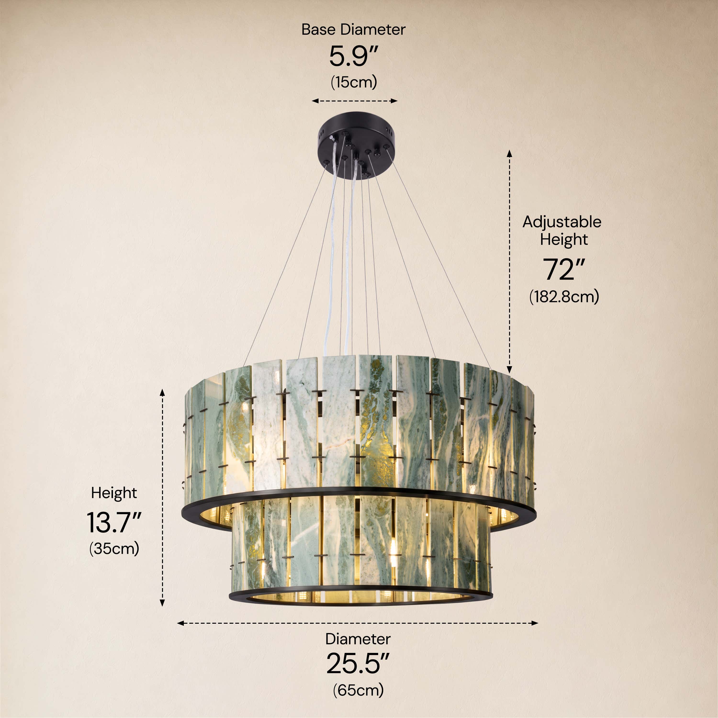 Pietra Verde Stone Two-Tier Round Chandelier 25.5"D