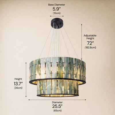 Pietra Verde Stone Two-Tier Round Chandelier 25.5"D
