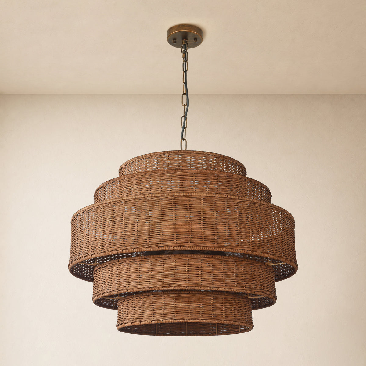 Cavana Rattan Tiered Round Chandelier 27.9"W 