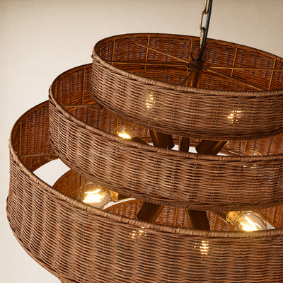 Cavana Rattan Tiered Round Chandelier 27.9"D
