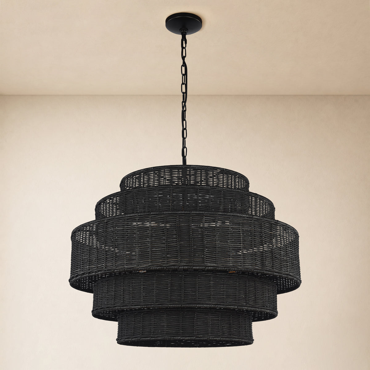 Cavana Rattan Tiered Round Chandelier 27.9"W 