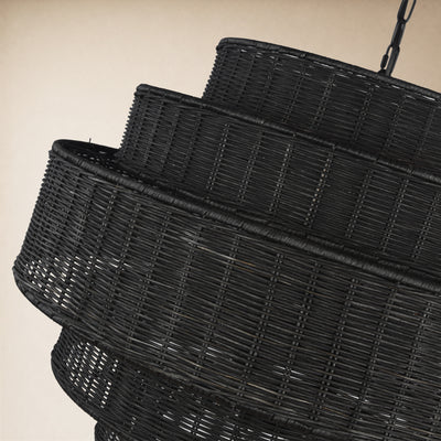 Cavana Rattan Tiered Round Chandelier 27.9"D