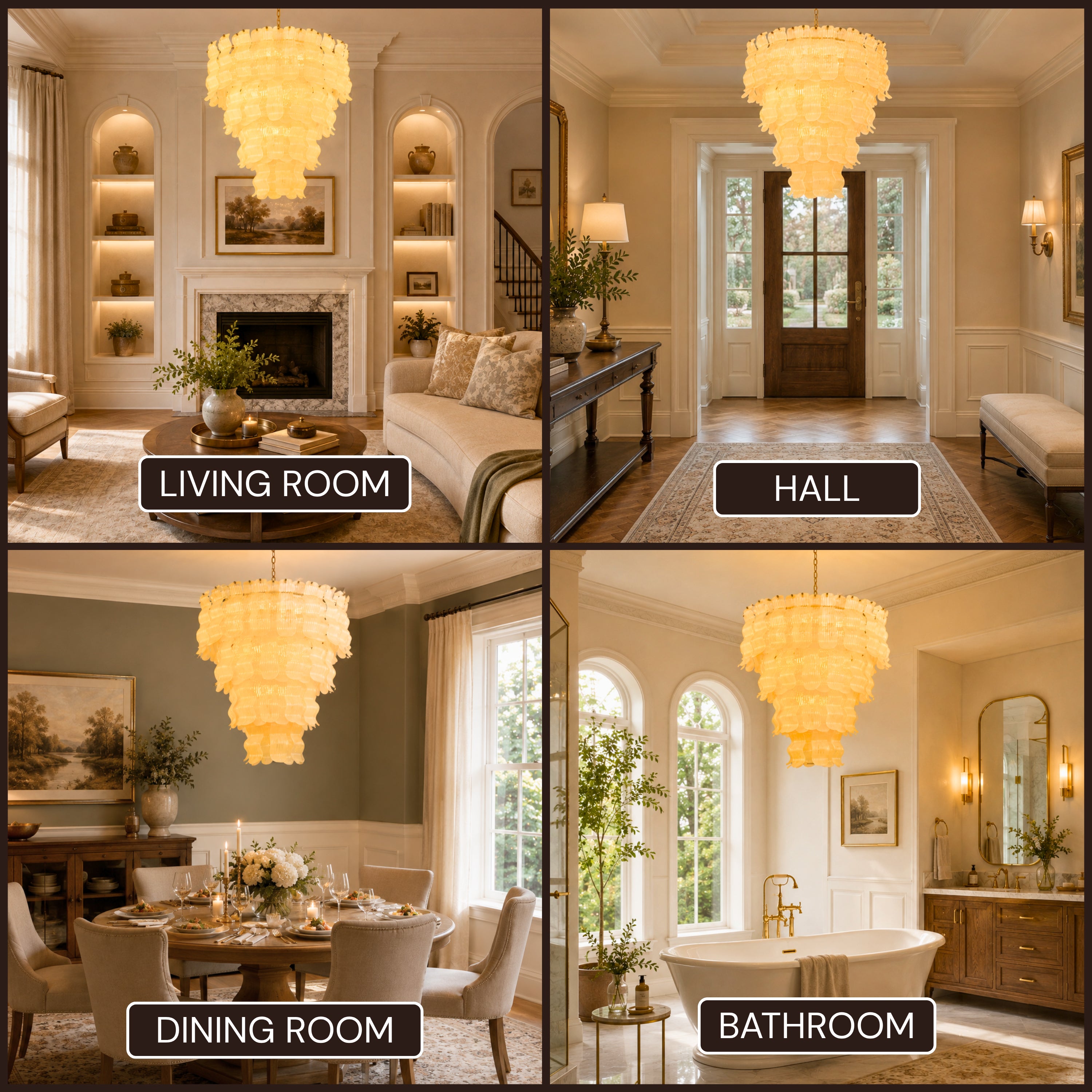 Solenne Rippled Glass Round Chandelier 29.5"D