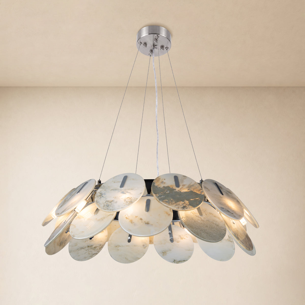 Pietra Landscape Marble Disc Chandelier 31.4"D