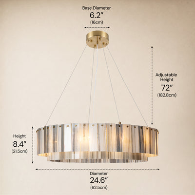 Pietra Golden Strata Marble Round Drum Chandelier 23.6"D